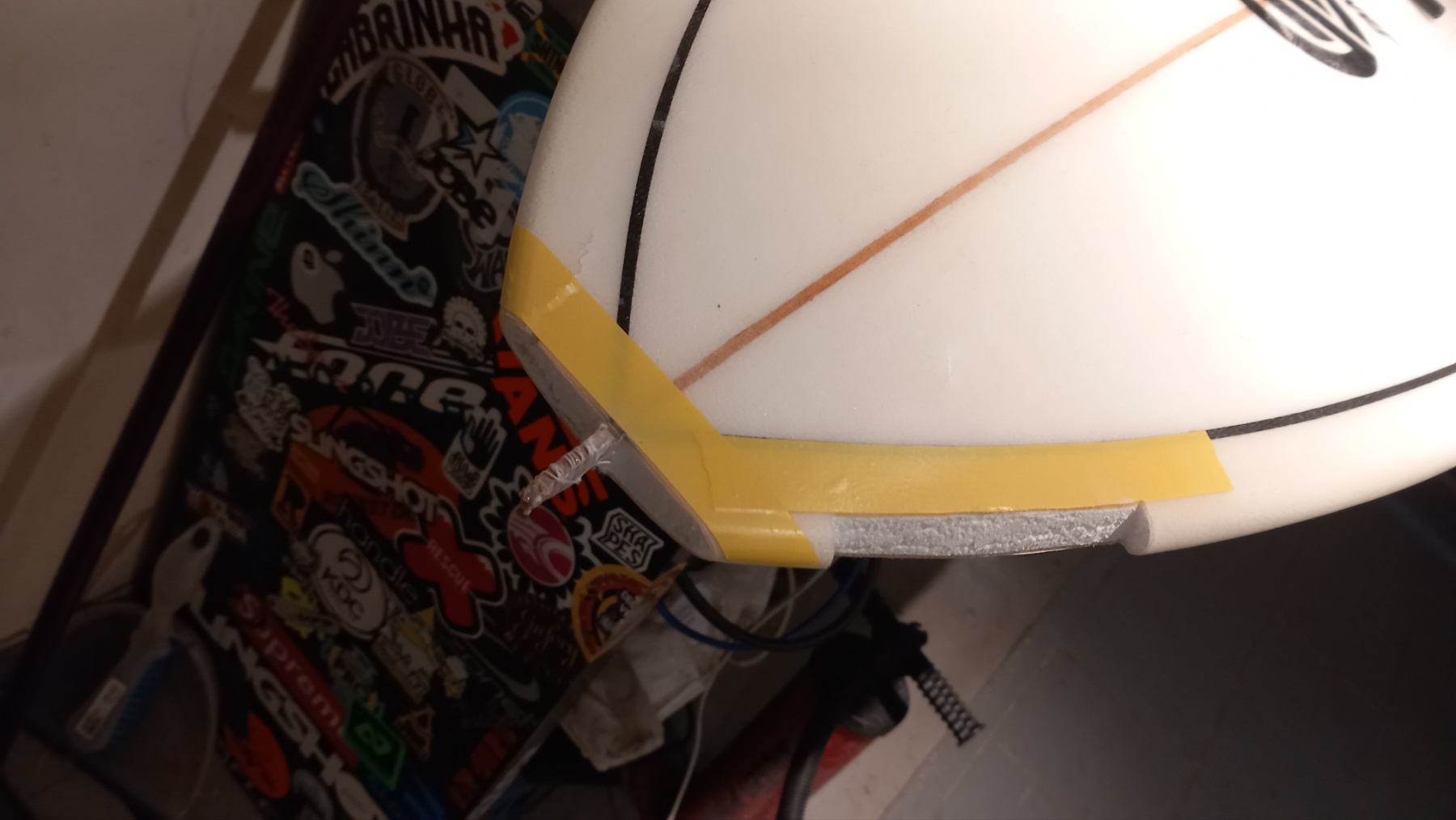 Board rail masked for repair